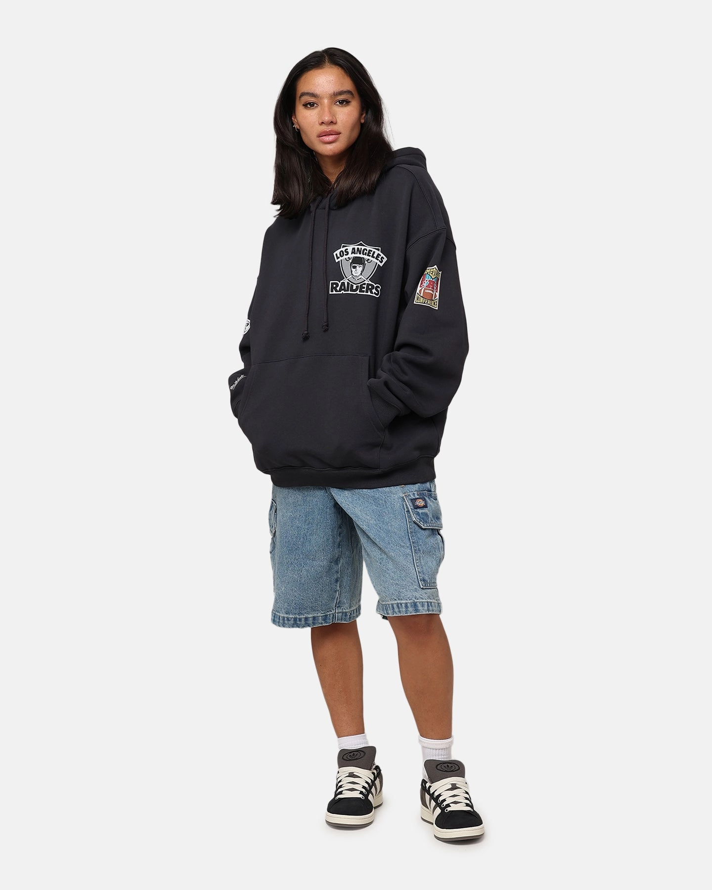 Mitchell & Ness Los Angeles Raiders Super Bowl World Hoodie Faded Black Rugged Durability
