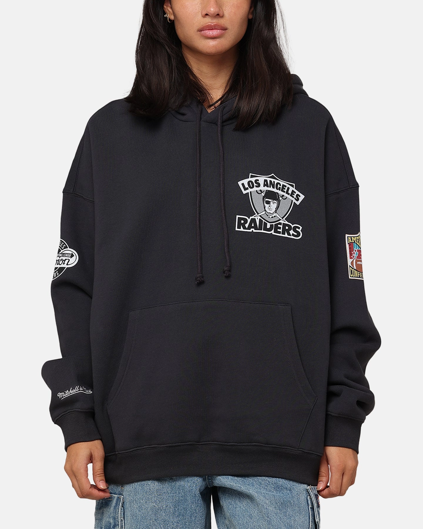 Mitchell & Ness Los Angeles Raiders Super Bowl World Hoodie Faded Black Shock Absorbent Padding All weather
