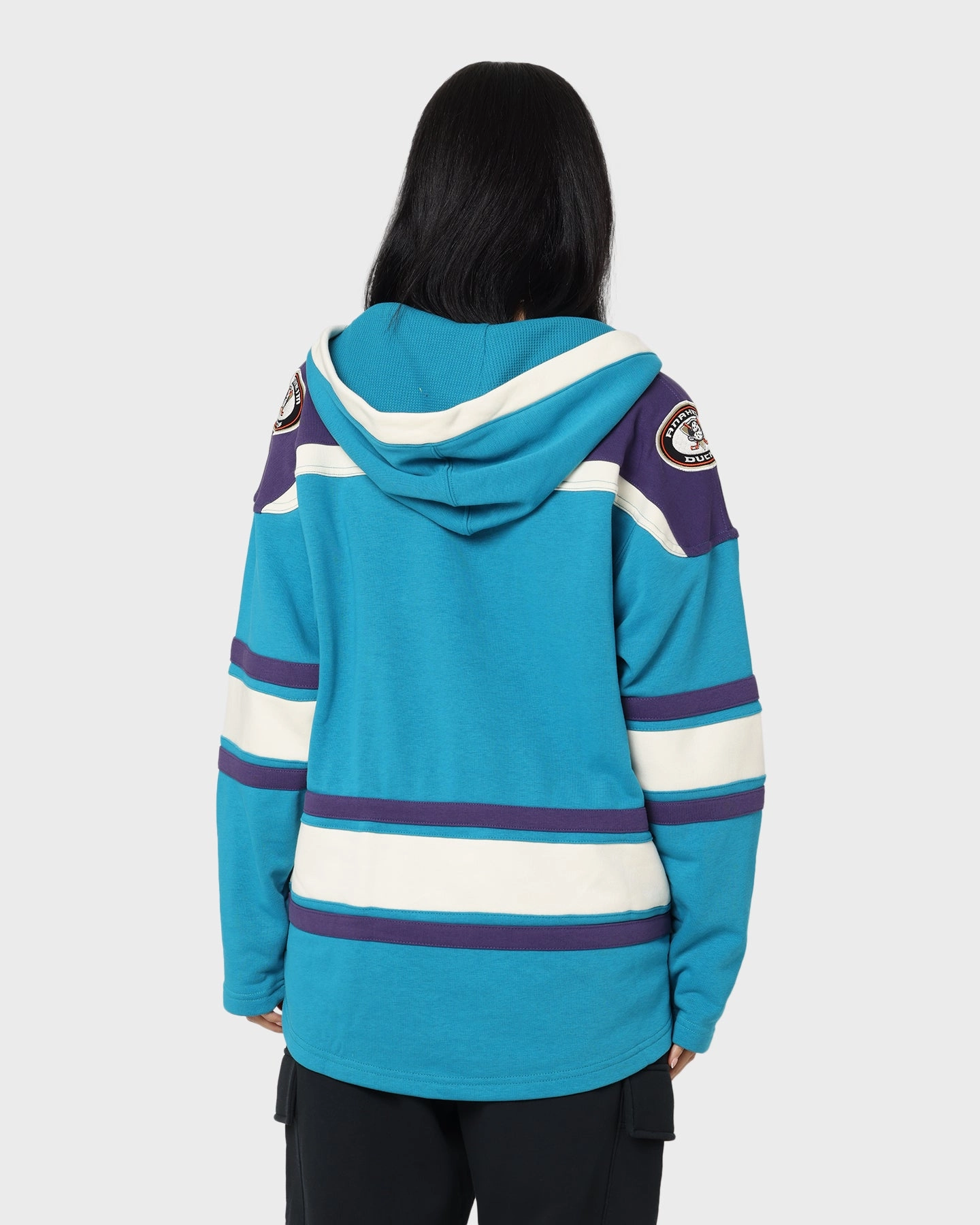 anniversary event 47 Brand Anaheim Ducks Lacer Hoodie Purple/Sharks Teal