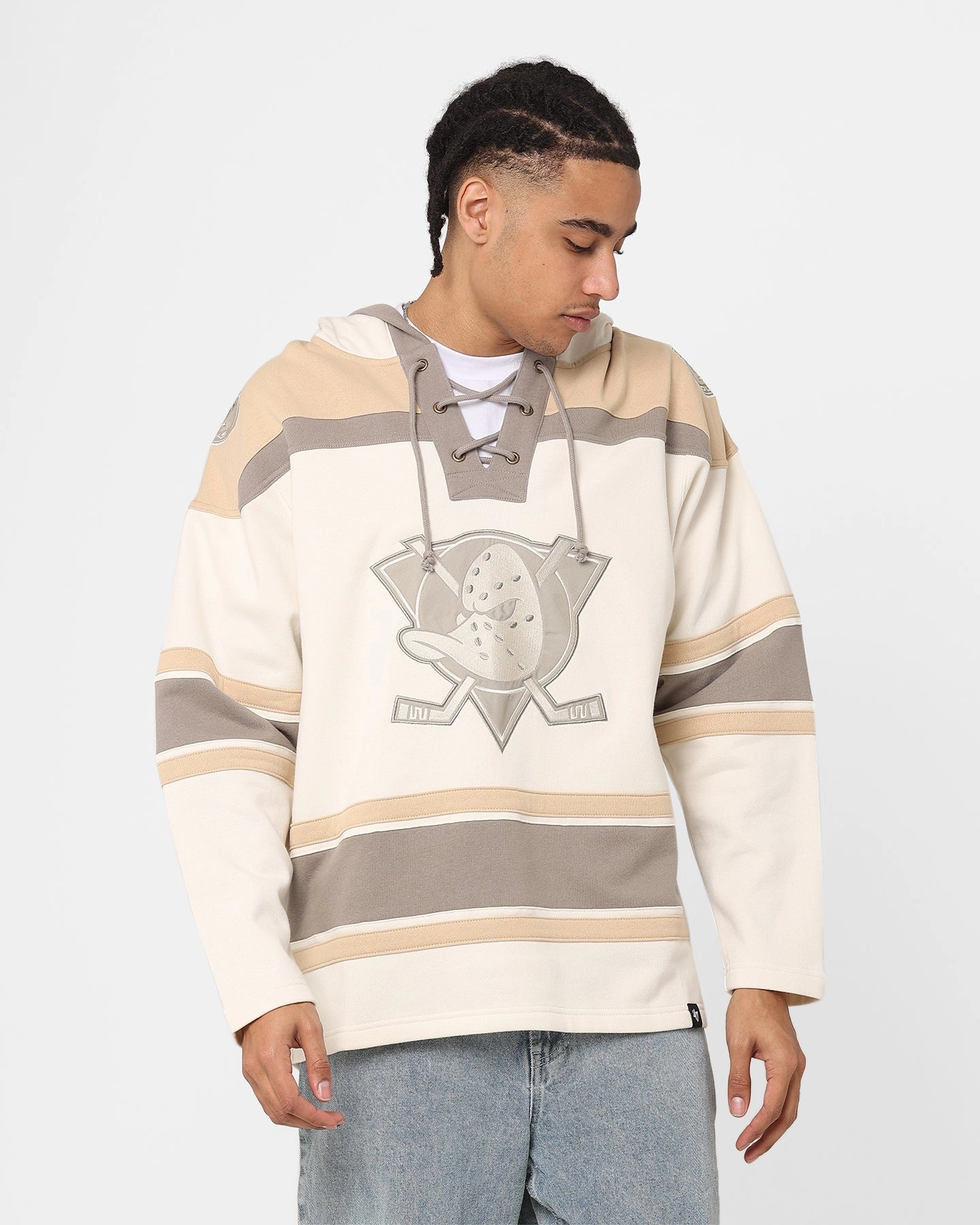 Job Functional Fit 47 Brand Anaheim Ducks Superior Lacer Hoodie Cream/Khaki