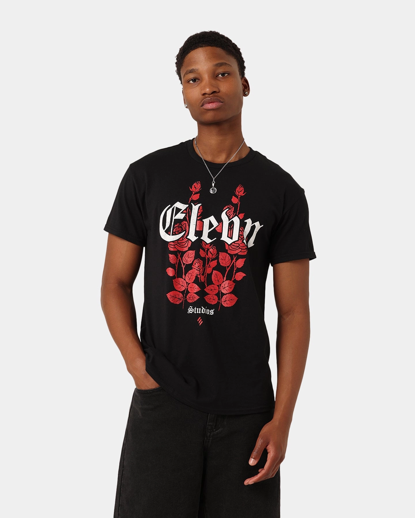 Soft Touch Elevn Clothing Co Rose Bunch T-Shirt Black
