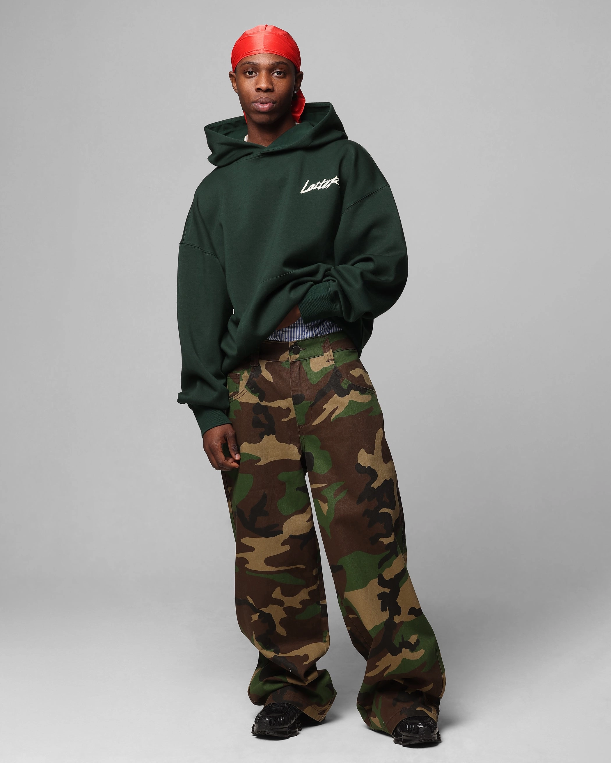 Loiter Chroma Premium Hoodie Dark Green Elastic waist suitable for casual sports