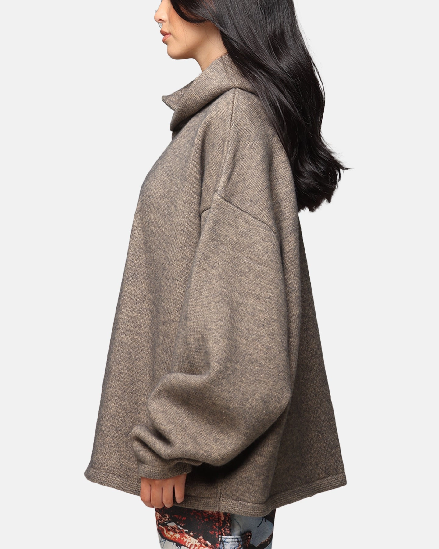MNML Tonal Grain Knitted Hoodie Brown Compassion Wind Control
