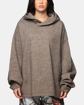MNML Tonal Grain Knitted Hoodie Brown Water Resistant Shell Trendy Protection
