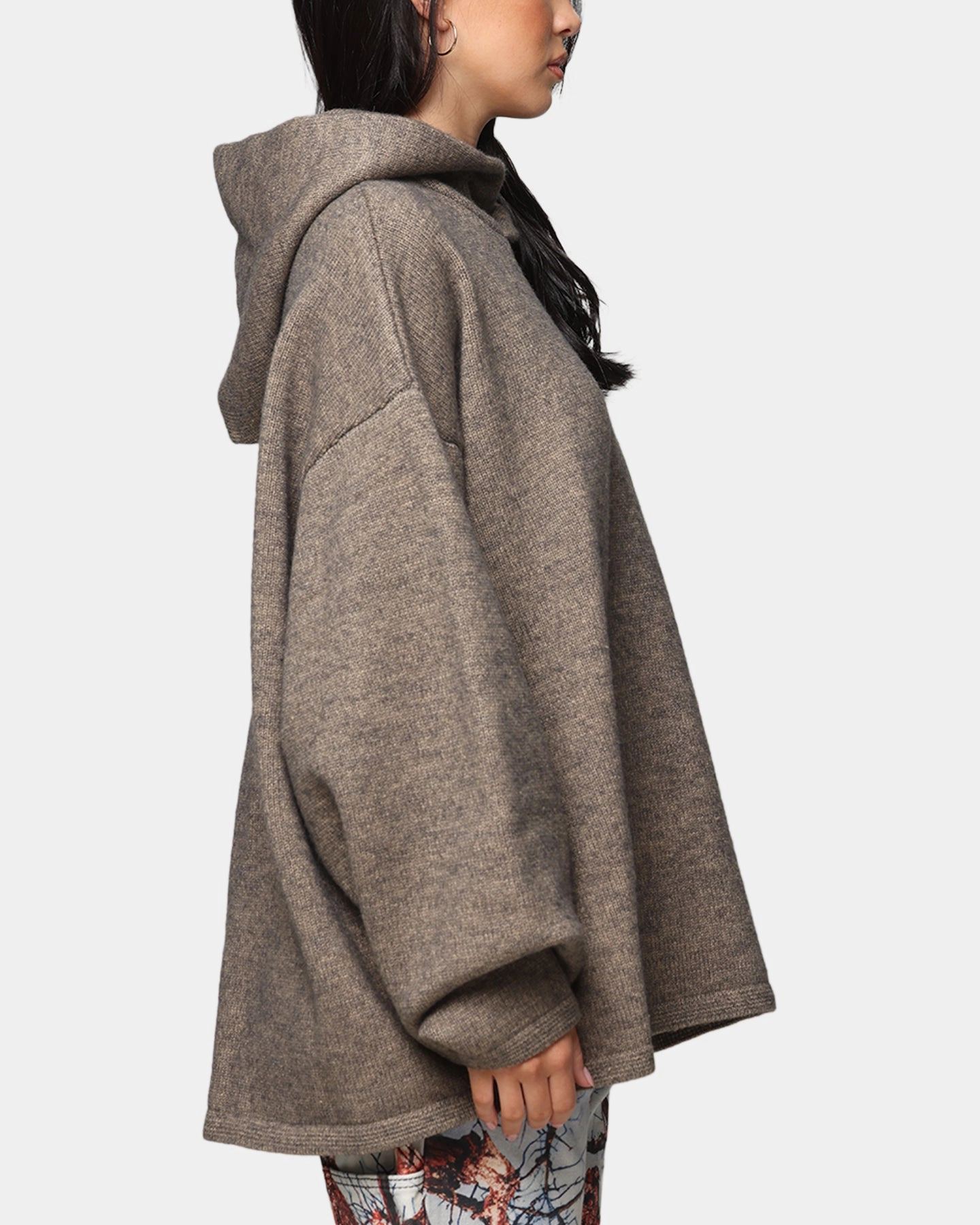 MNML Tonal Grain Knitted Hoodie Brown Zip-up