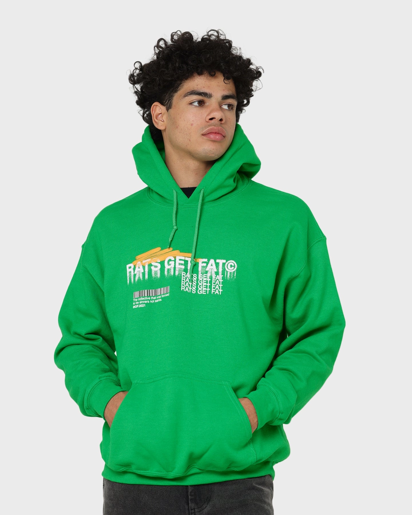 Core Comfort Rats Get Fat Spray Butterfly Hoodie Green