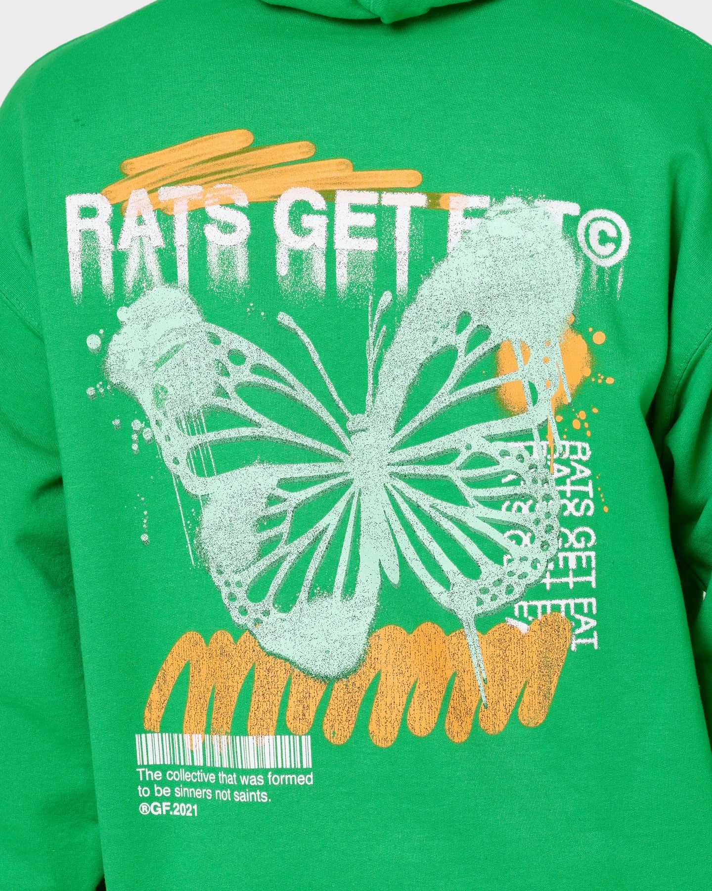 surveillance Rats Get Fat Spray Butterfly Hoodie Green