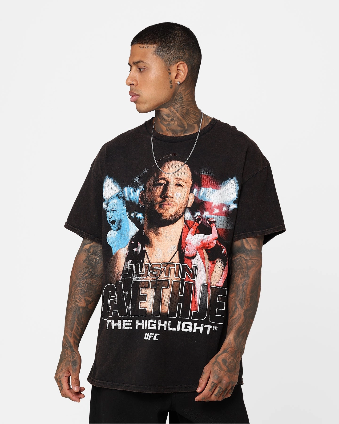 Cool Vibes UFC By Goat Crew The Highlight Justin Gaethje Vintage T-Shirt Black Wash