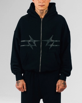 Sympathy Quick Access Pockets Loiter Celestial Full Zip Hoodie Black