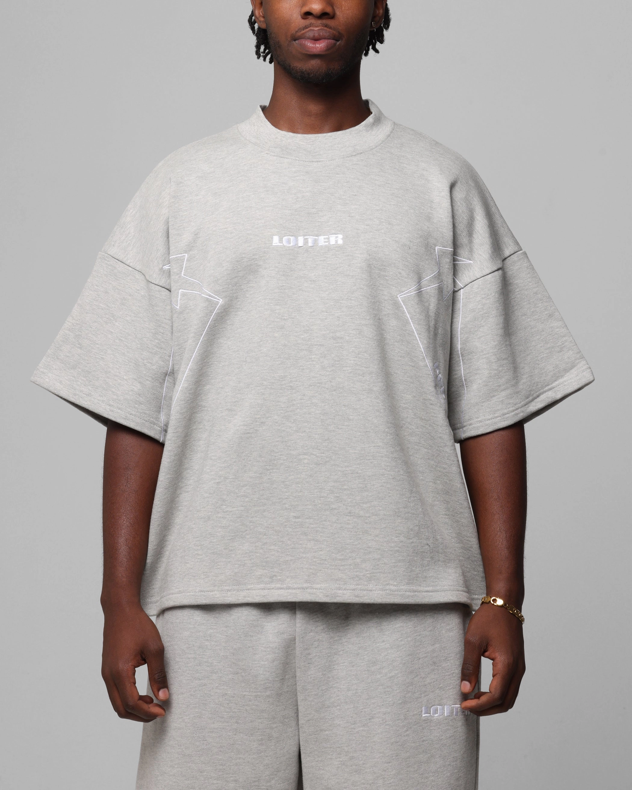 RibbedNeckBanding Functional Side Gussets Loiter Dark Performance T-Shirt Grey