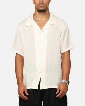 XXIII Diamond Button Up Shirt Off White Smooth Stitch Pattern Cruise Collection
