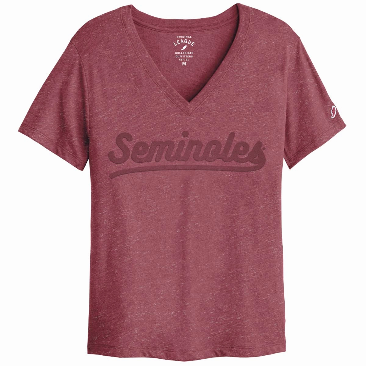 elastic waistband League Women's Seminoles Tri-blend V-neck Short Sleeve T-shirt - Heathered Garnet