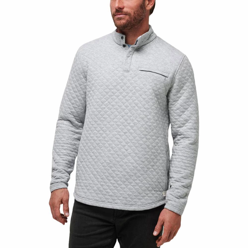 All Day Comfort Design Durable Outer Shell TravisMathew Transatlantic Q Zip Golf Pullover Heather Light Gray - FW23 Men