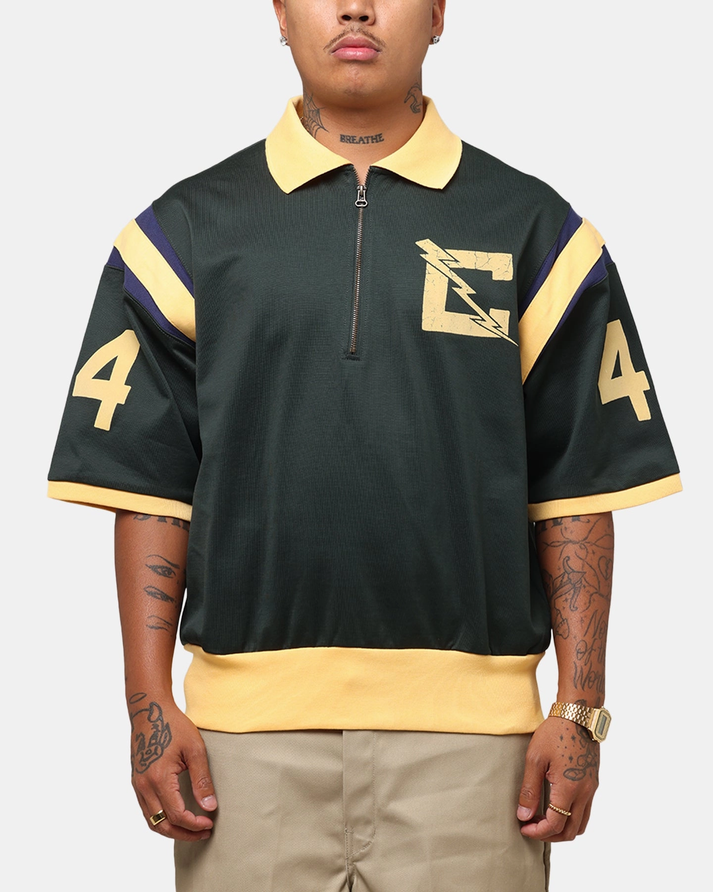 Champion 50's Pool Boy Shirt Dark Green Four Button Placket Mesh Lined Back
