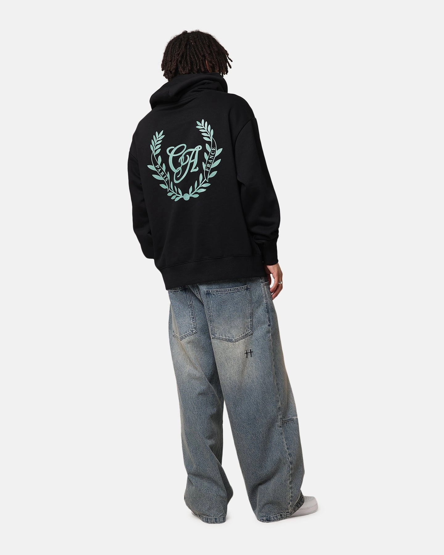 Embroidered Attention Carre Prestige 2.0 Hoodie Black