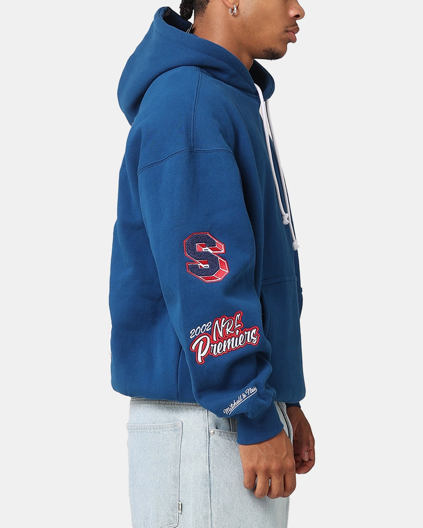 Flexible Quilted Panels Mitchell & Ness Sydney Roosters 2002 Premiers Hoodie Navy