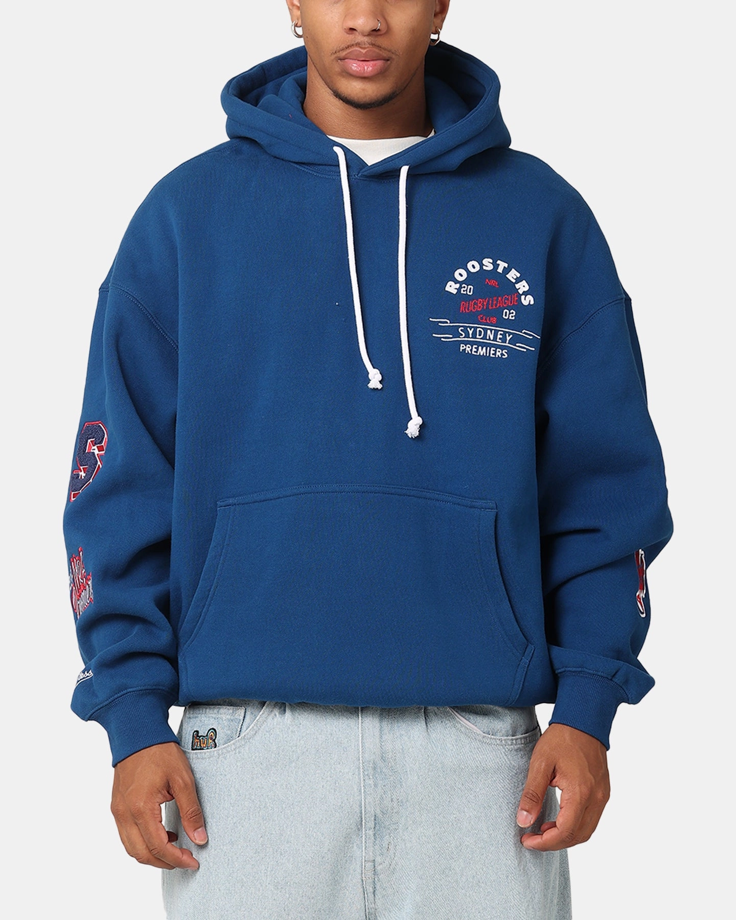 Reinforced Shoulders Mitchell & Ness Sydney Roosters 2002 Premiers Hoodie Navy