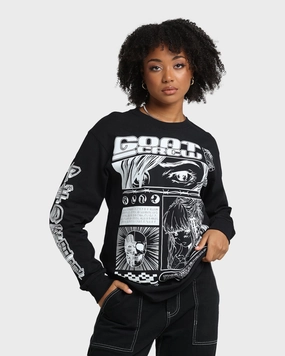Goat Crew Harajuku Long Sleeve T-Shirt Black Comfortable Layering