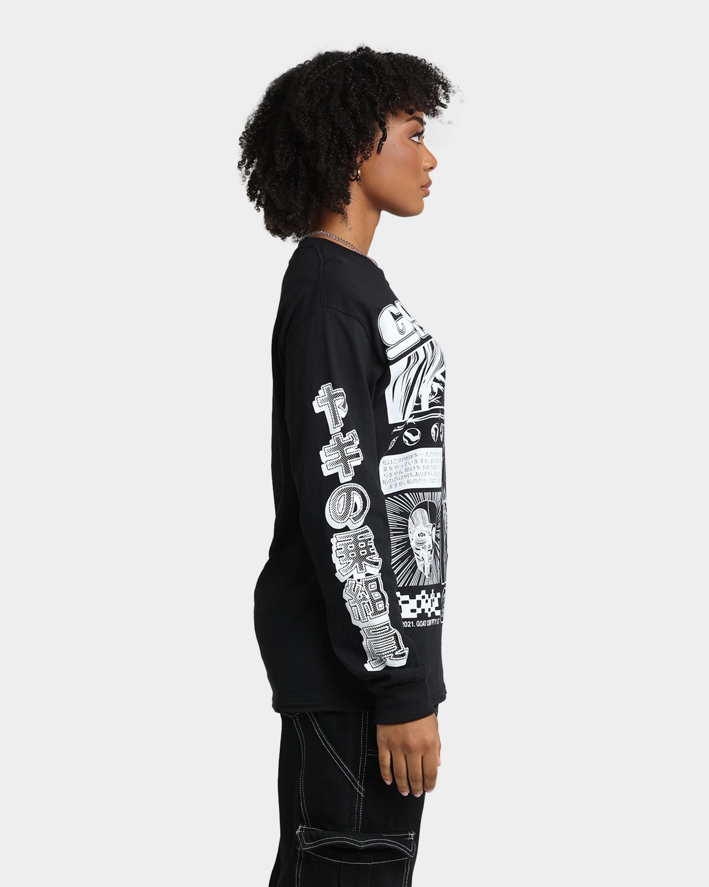 anniversary Machine washable Goat Crew Harajuku Long Sleeve T-Shirt Black