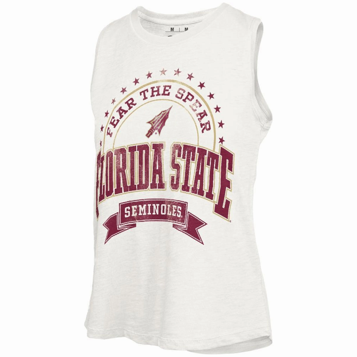 experts Pressbox Women's Arrowhead/Florida State Seminoles Design Hi-Lo Slub Tank - White
