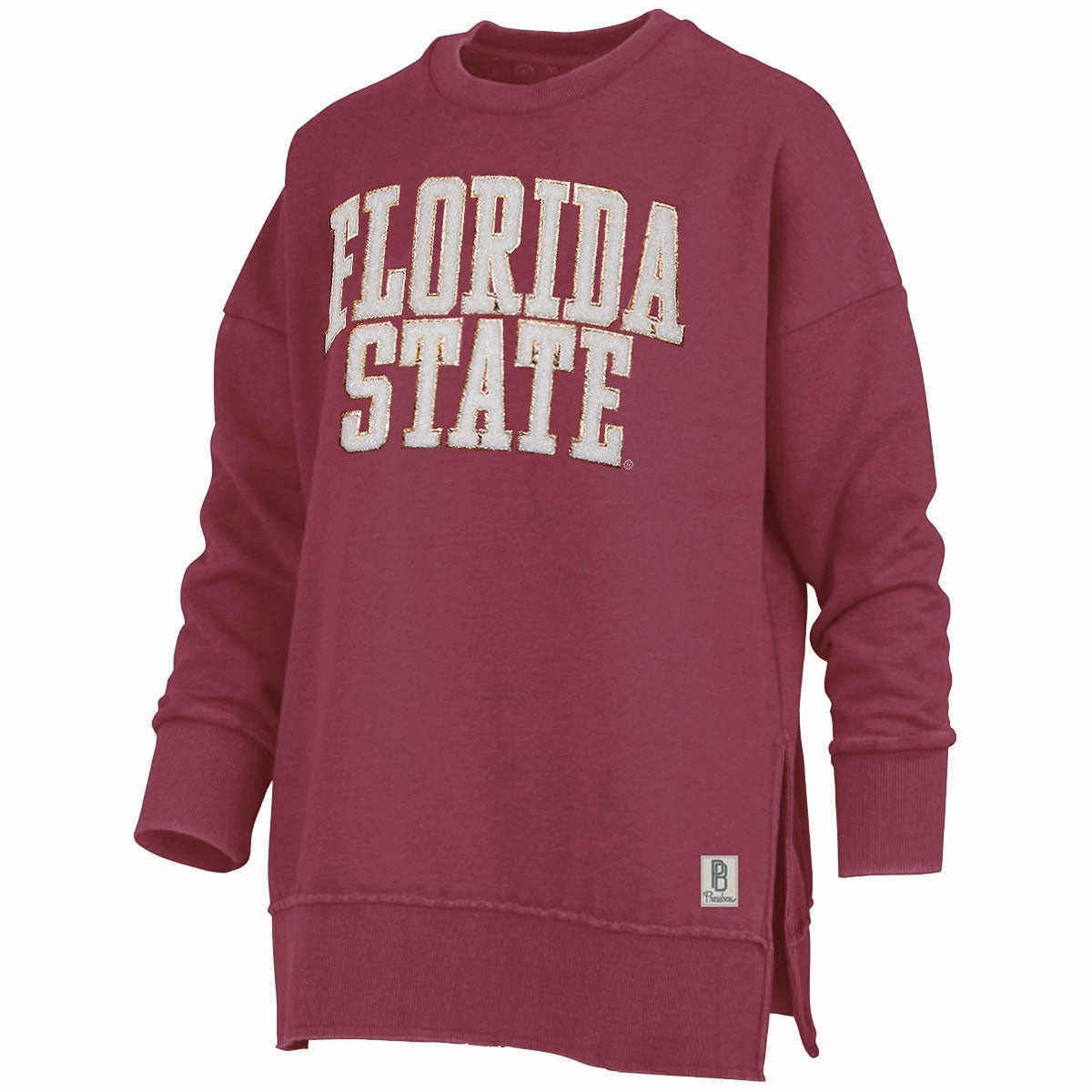 Pressbox Women's Florida State Chenille Applique Crew Fleece - Garnet Enhanced Mobility Cut Daily Comfort