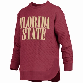 Pressbox Women's Florida State Quilted Crew Fleece - Garnet high altitude operation brand new