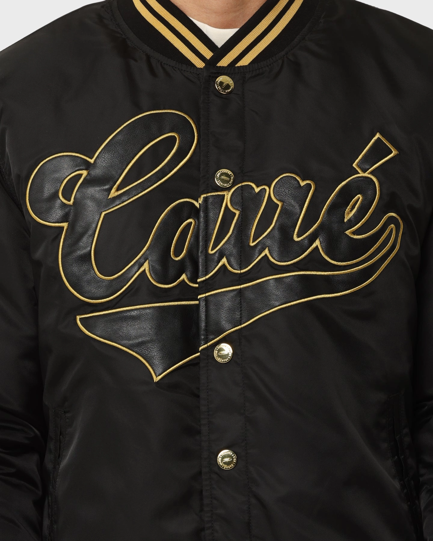 Street Vibe Articulated Elbows Carre PDB Varsity Jacket Black