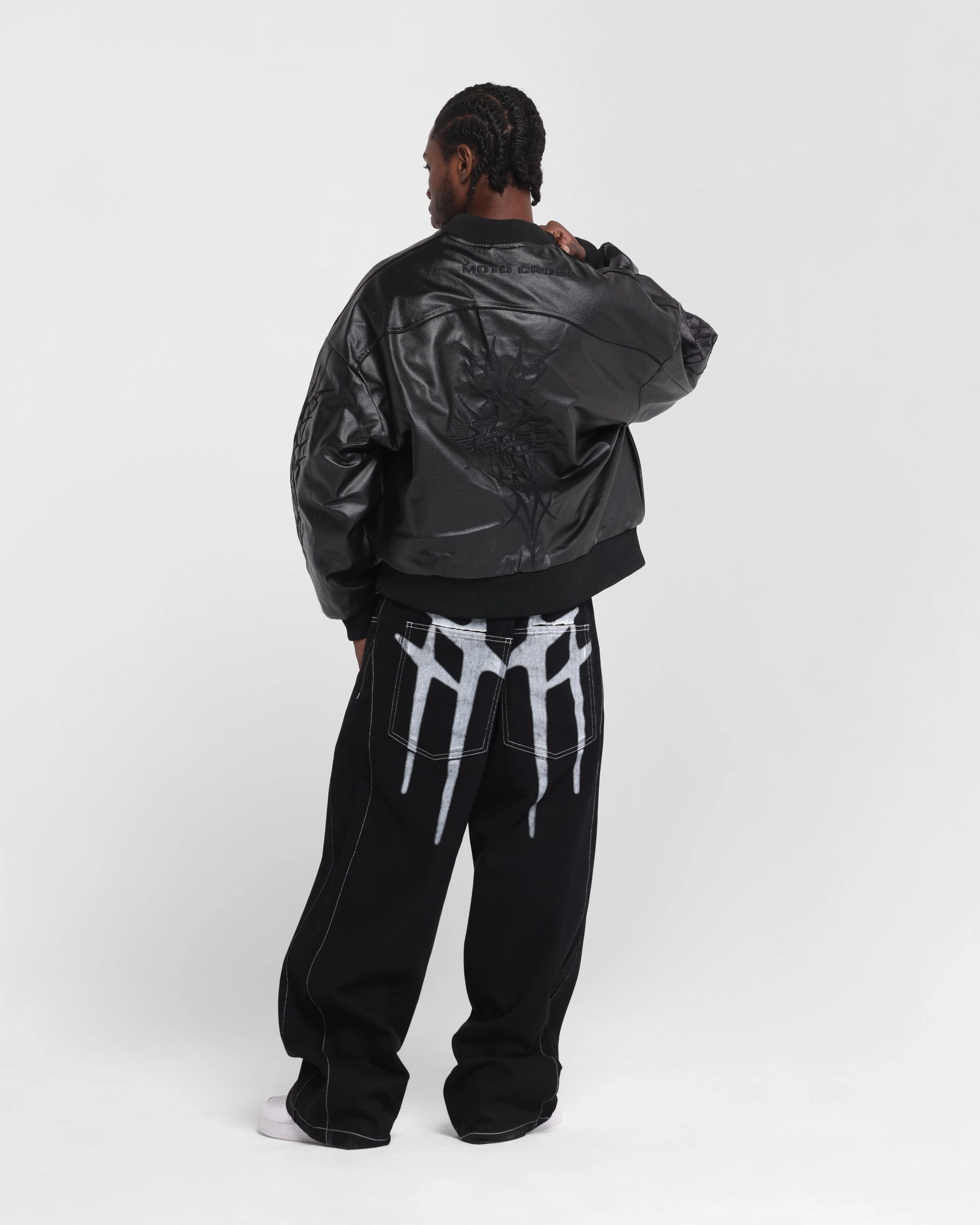 Secure Zip Pockets Universal Backpack Compatibility Loiter Tokyo Drift Vegan Leather Jacket Black