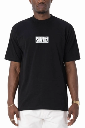 Pro Club Men's Heavyweight Short Sleeve Embroidered Box Logo Tee Sustainable Production Process Reinforced Hemline