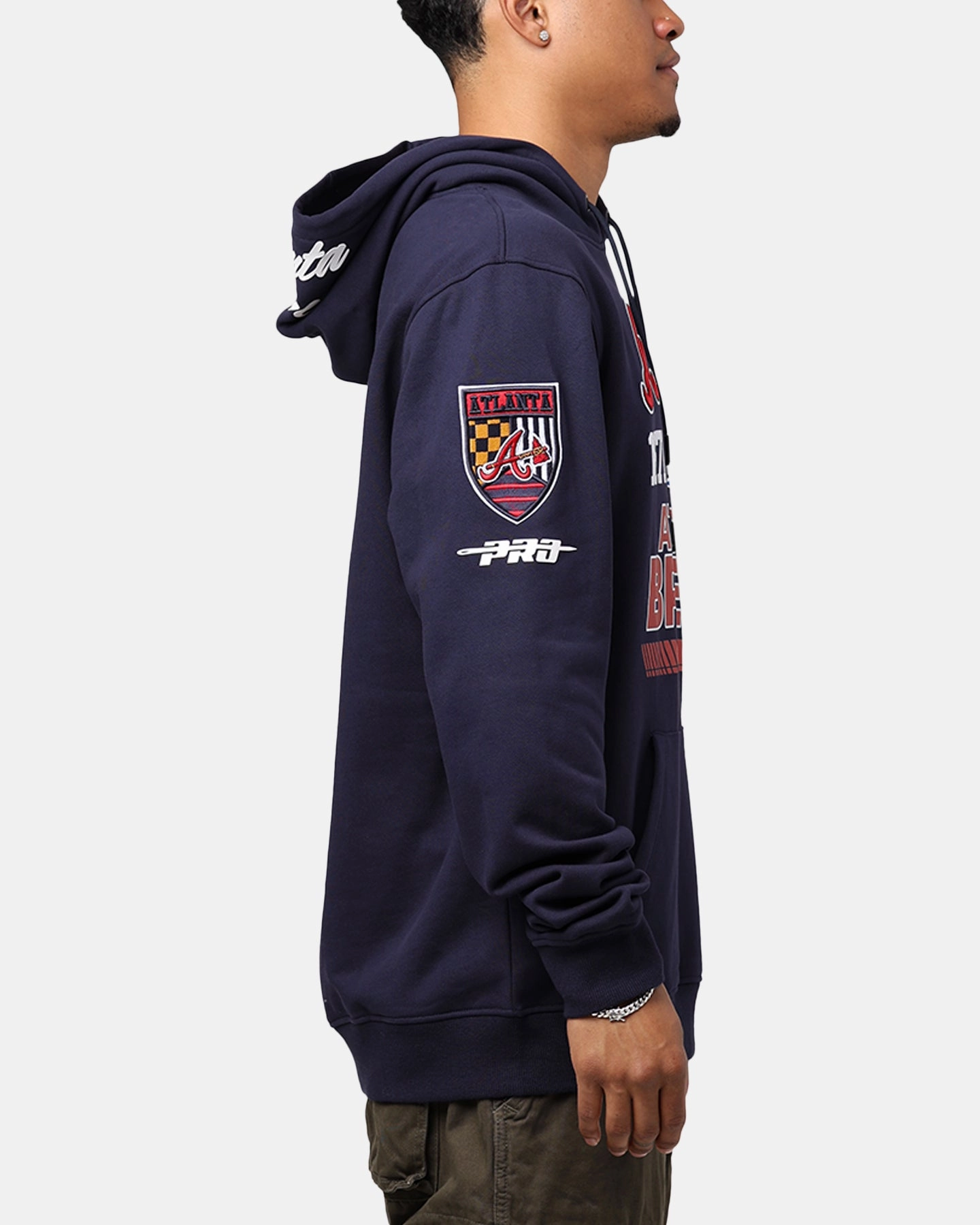 Pro Standard Atlanta Braves Fast Lane Hoodie Midnight Navy Layered Comfort