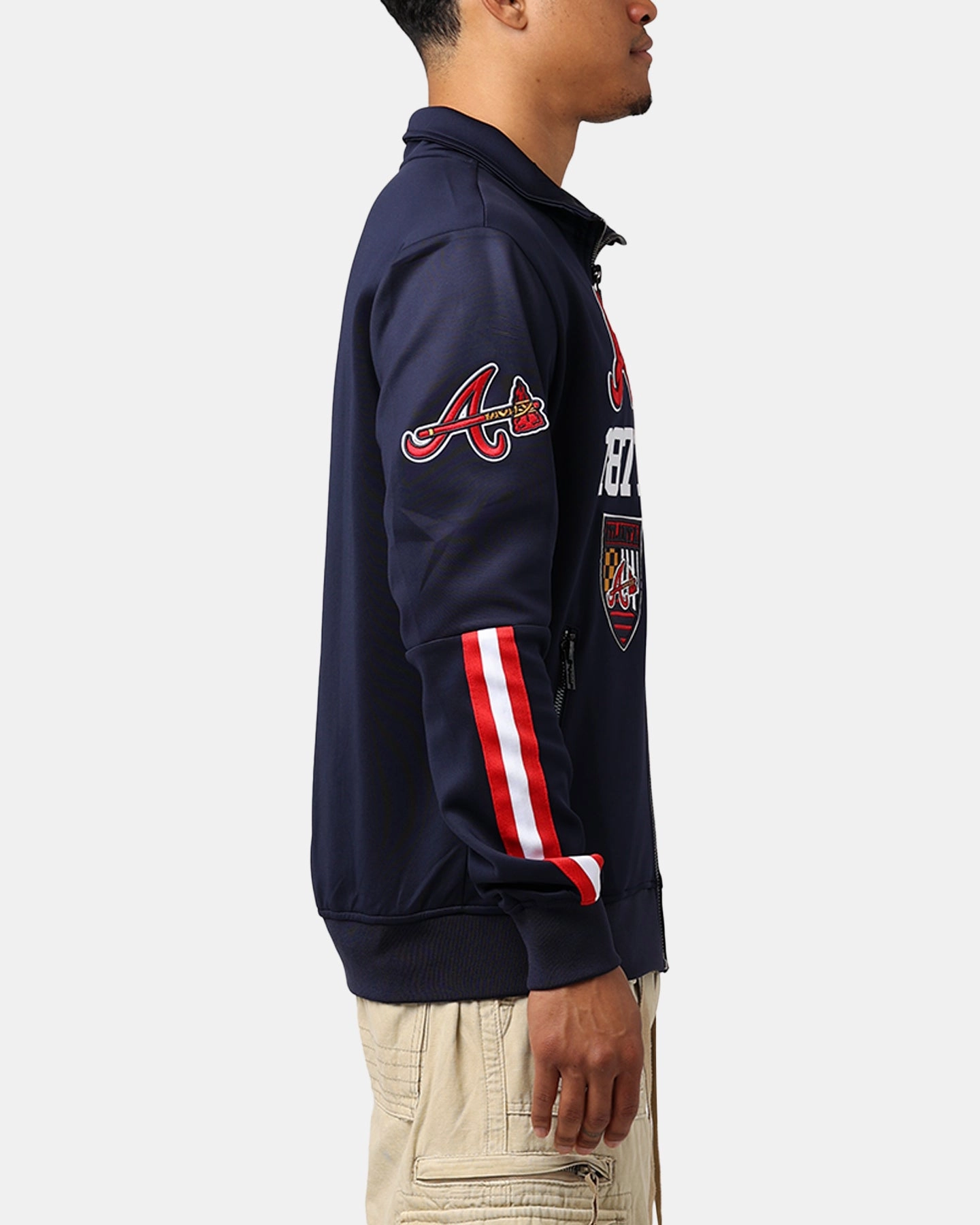 Pro Standard Atlanta Braves Fast Lane Track Jacket Midnight/Red Dry clean only Mouthwash