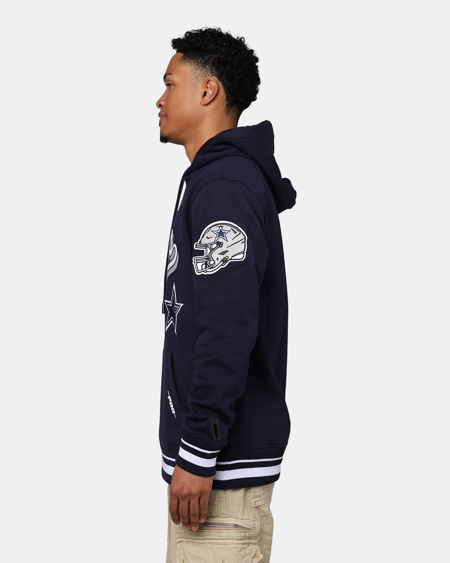 Pro Standard Dallas Cowboys Fleece Pullover Hoodie Midnight Navy Removable Inner Layer Adapt