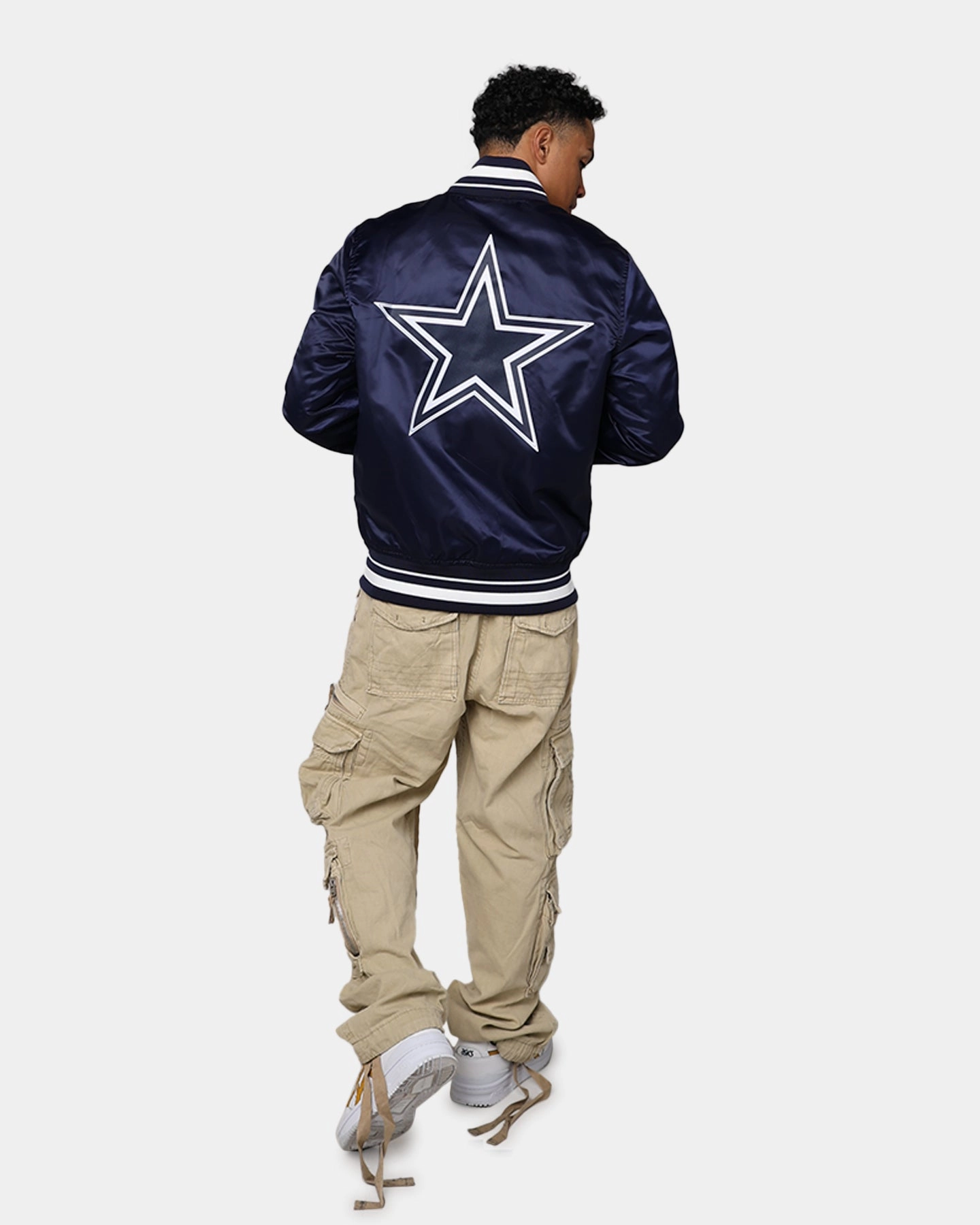 Pro Standard Dallas Cowboys Rib Satin Jacket Midnight Navy Wrinkle Resistant Comfort Focused Design