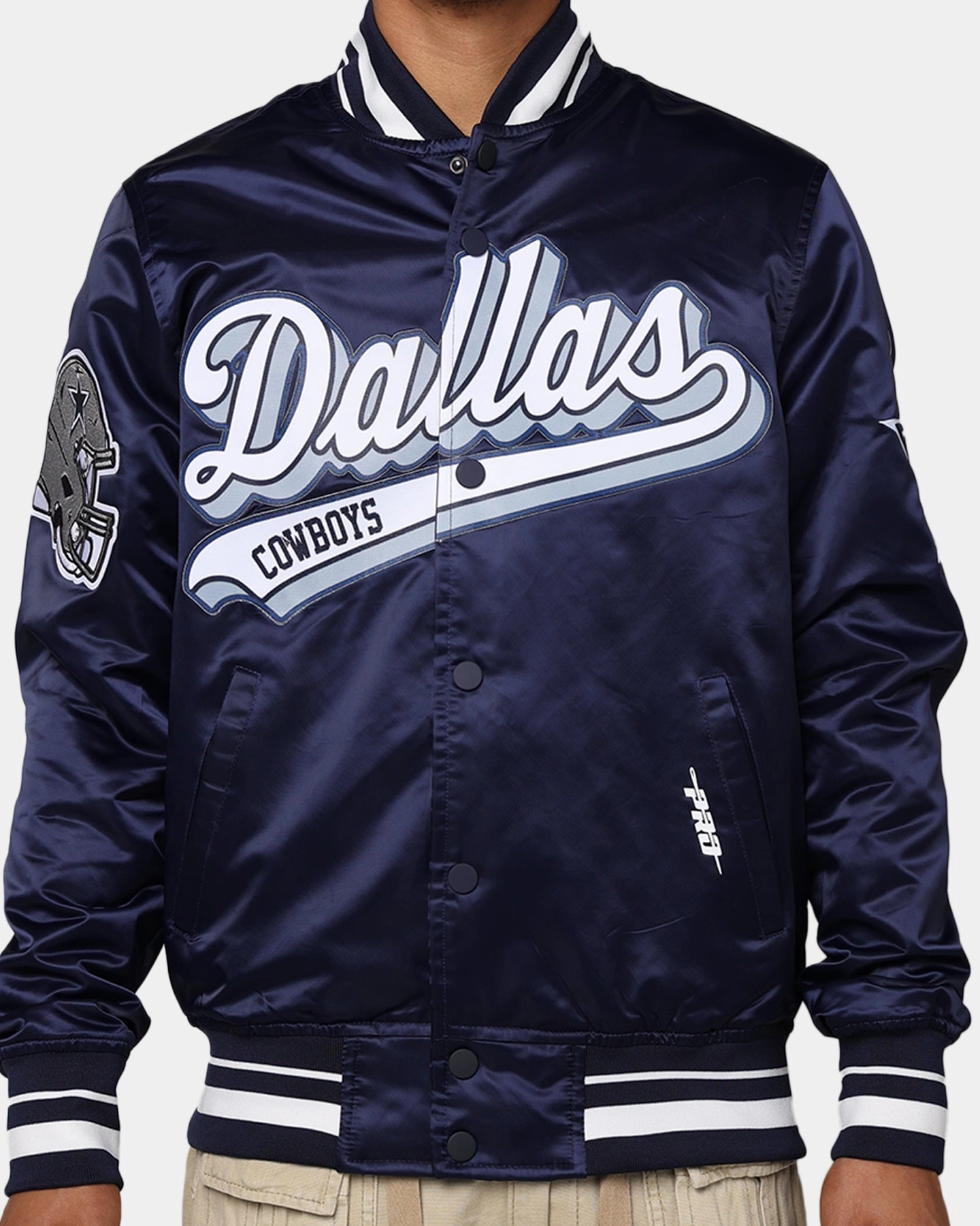 Pro Standard Dallas Cowboys Rib Satin Jacket Midnight Navy suitable for corporate events