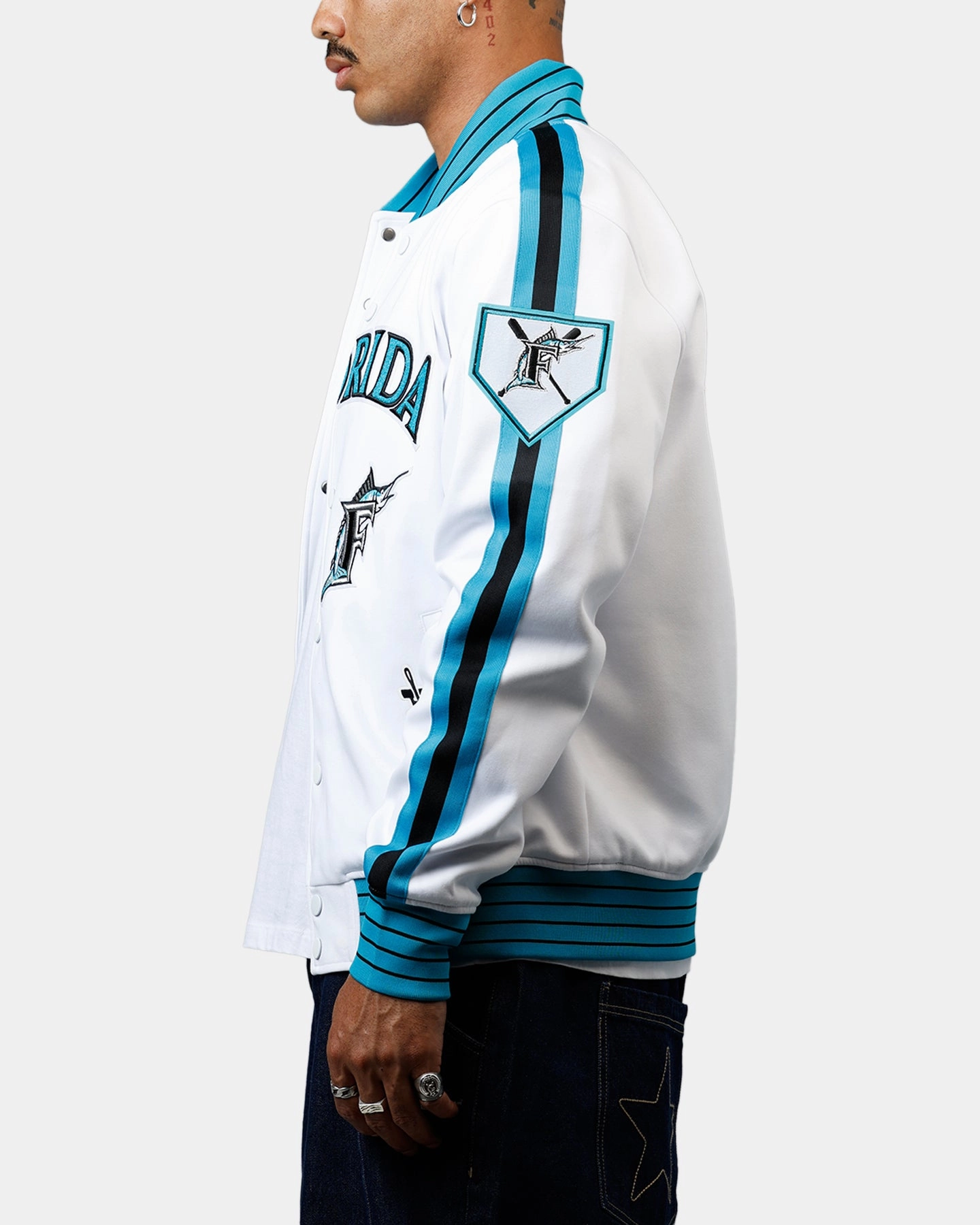 Travel Comfort Smart Wear Pro Standard Florida Marlins Double Knit Jacket White
