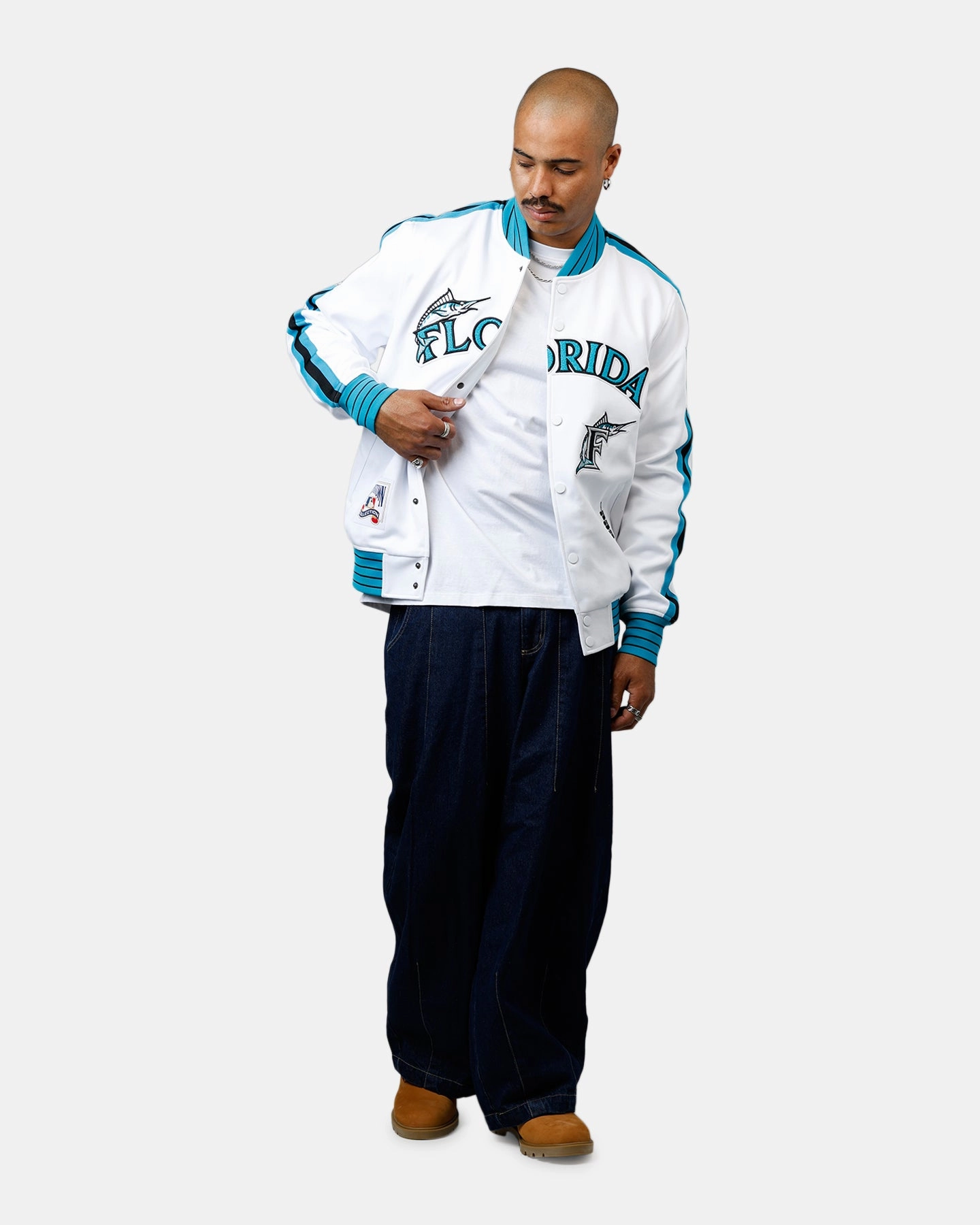 Zippered Pockets Pro Standard Florida Marlins Double Knit Jacket White