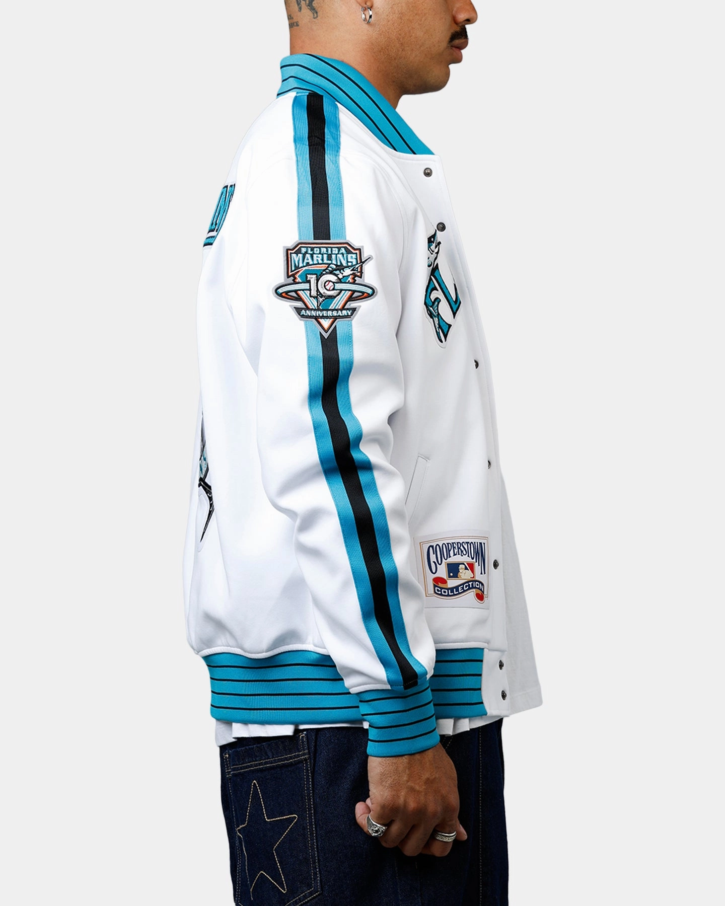 Pro Standard Florida Marlins Double Knit Jacket White Eco Friendly Material