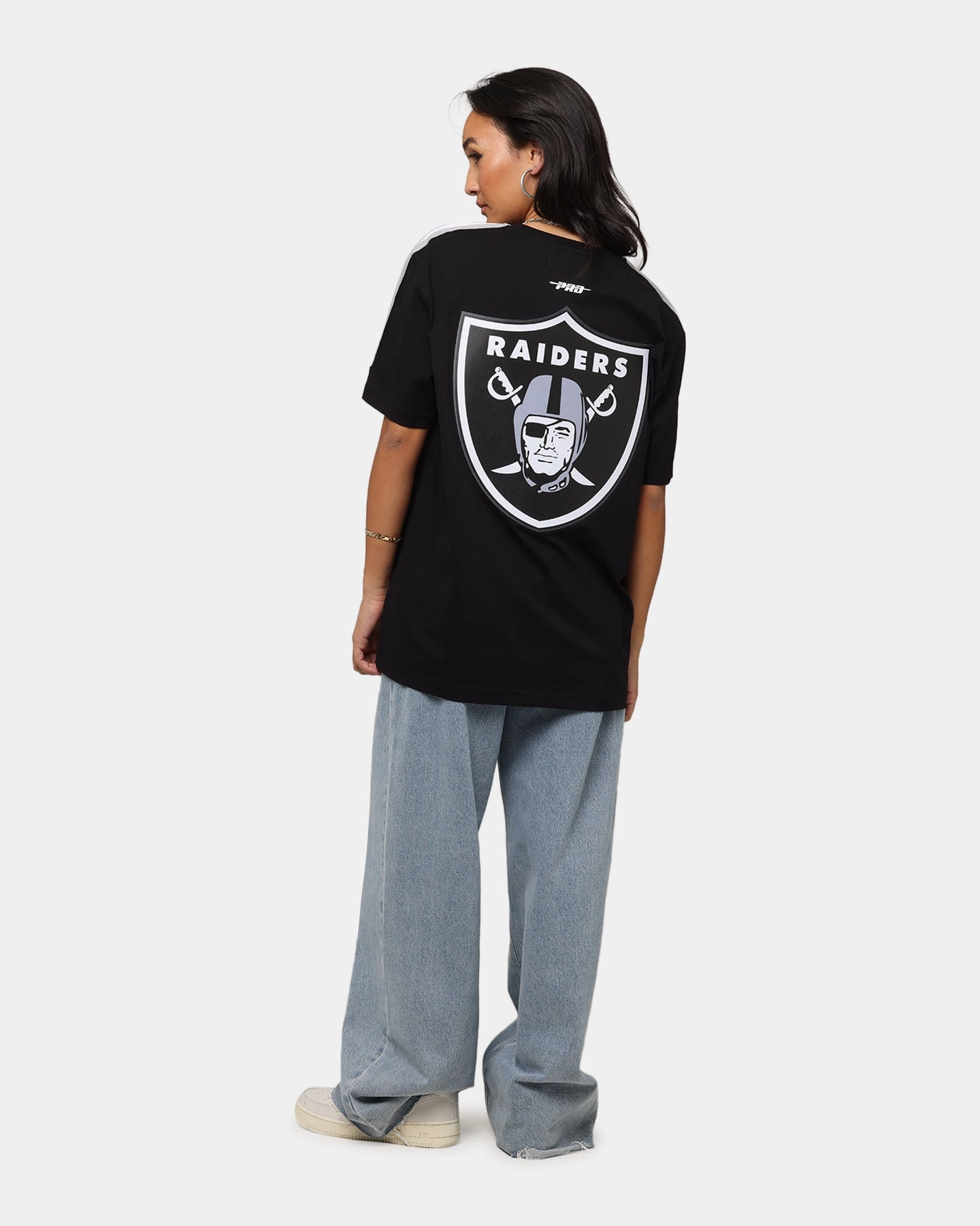 Pro Standard Las Vegas Raiders Classic Mesh Striped T-Shirt Black/Grey yoga clothing