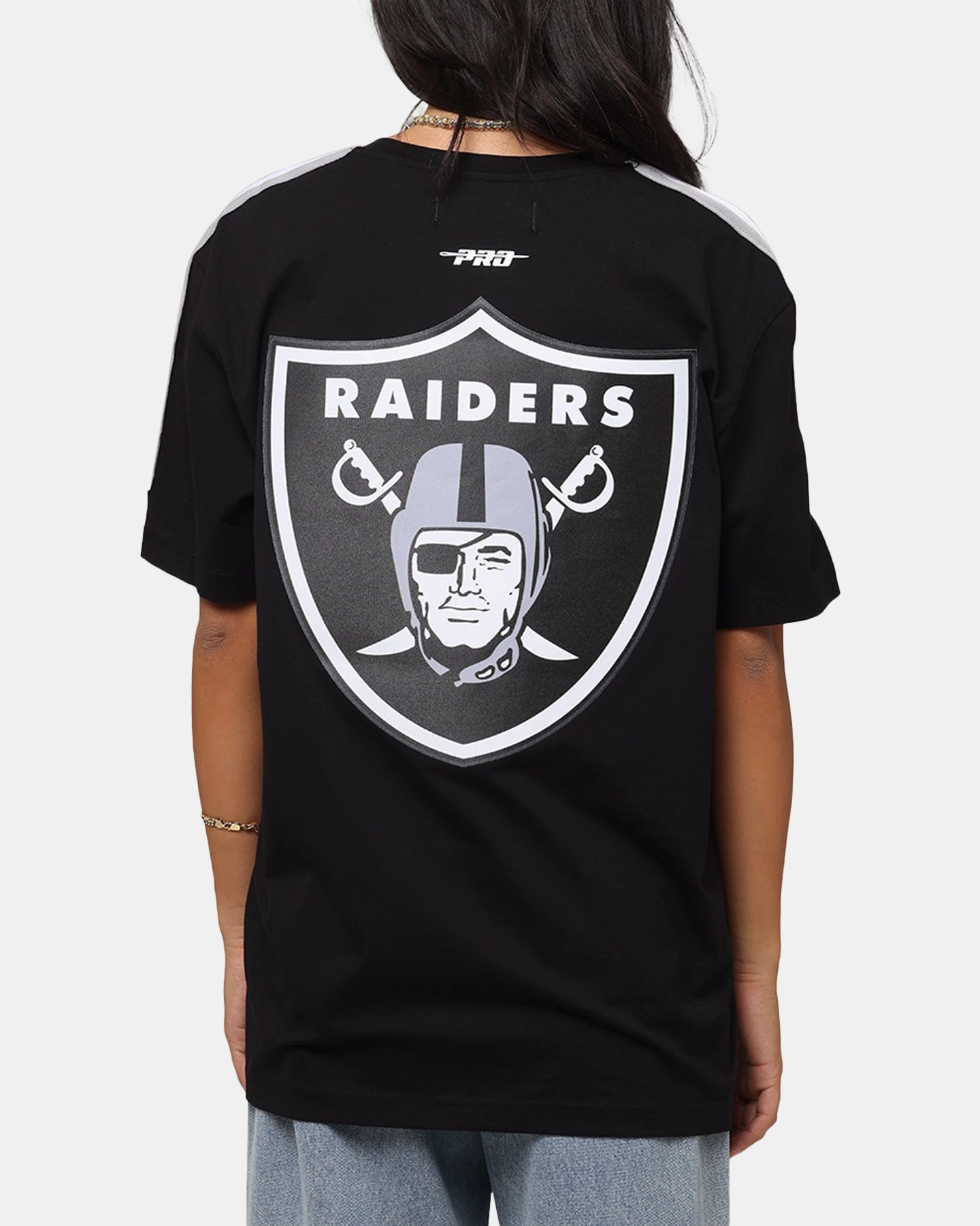 Pro Standard Las Vegas Raiders Classic Mesh Striped T-Shirt Black/Grey Modern Layering Stylish Outfit