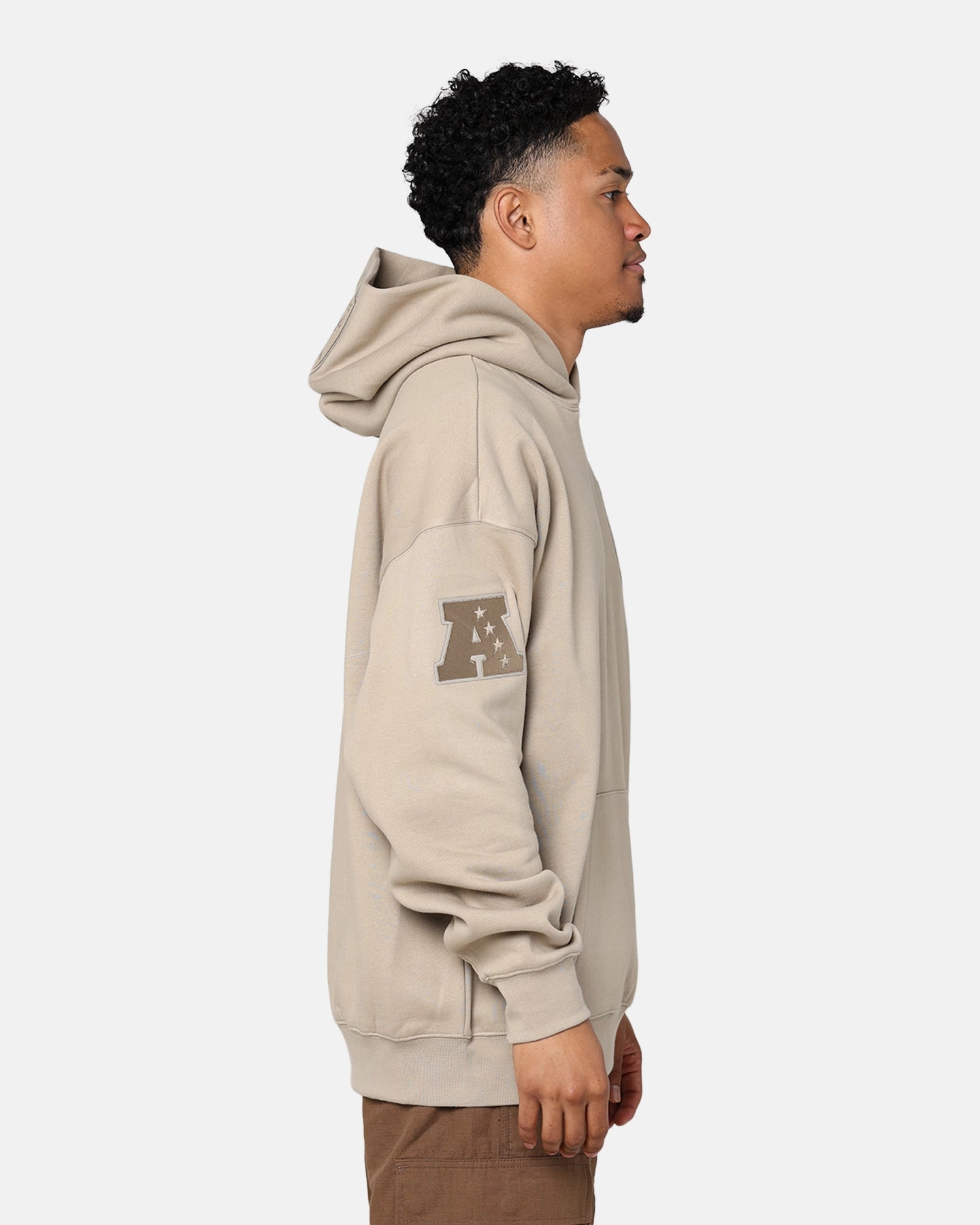 Pro Standard Las Vegas Raiders Drop Shoulder Hoodie Taupe Double Layered Edges