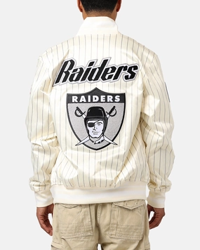 Pro Standard Las Vegas Raiders Pinstripe Satin Jacket Eggshell/Yellow SoftLining popular among fashionistas