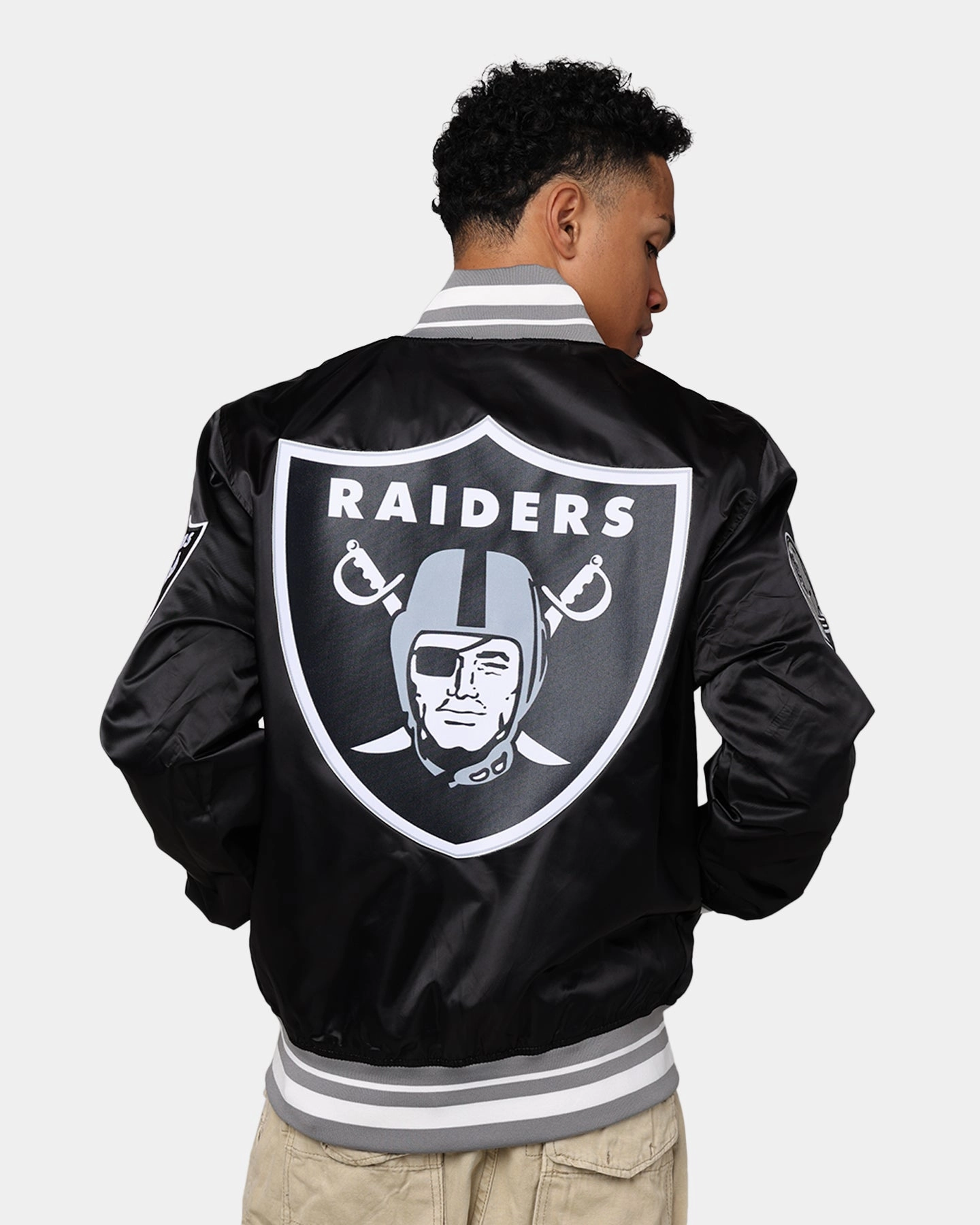 Pro Standard Las Vegas Raiders Rib Satin Jacket Black/Grey Asset Donate