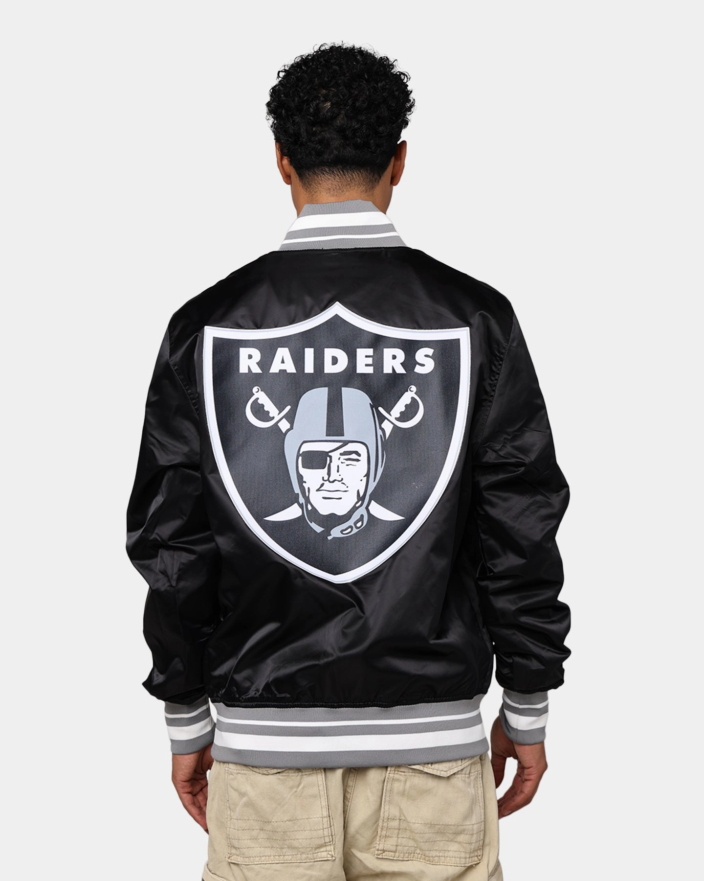 Compact Packable Design Pro Standard Las Vegas Raiders Rib Satin Jacket Black/Grey