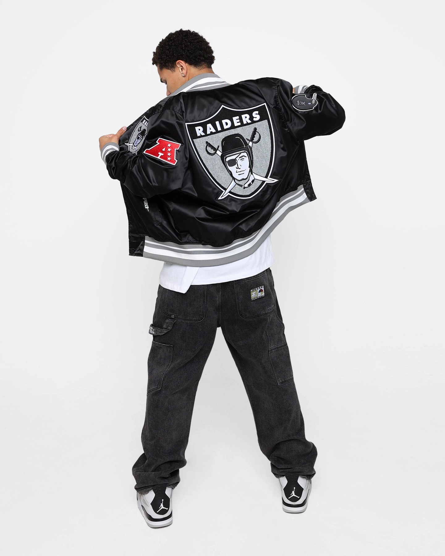 Pro Standard Las Vegas Raiders Satin Varsity Jacket Black/Grey Exclusive