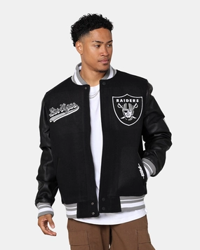 NonIrritating Tagless Neck Pro Standard Las Vegas Raiders Wool Varsity Jacket Black/Grey