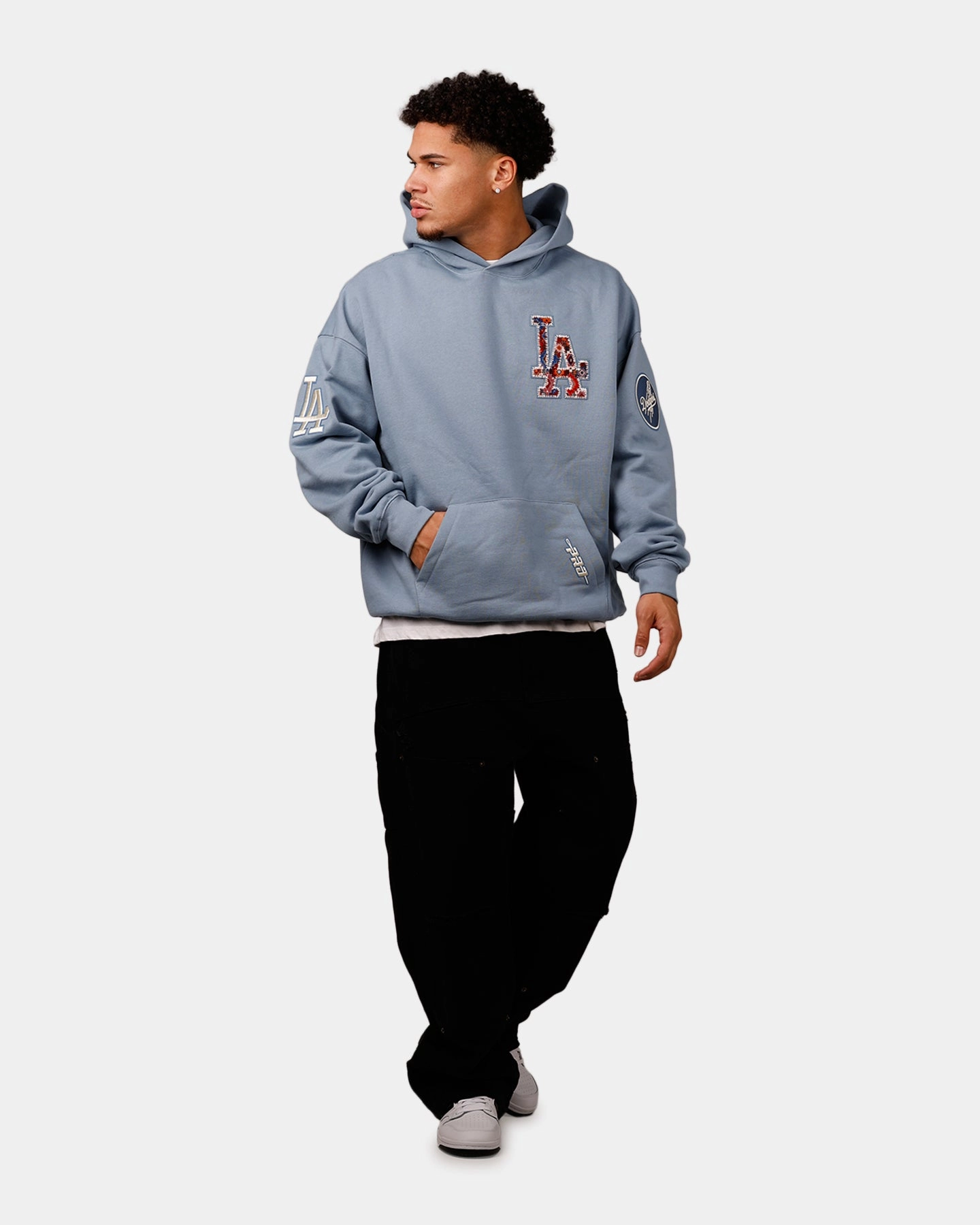 Pro Standard Los Angeles Dodgers 'Dodgers Tapestry' Hoodie Blue Expandable Sleeve Cuffs Magnetism