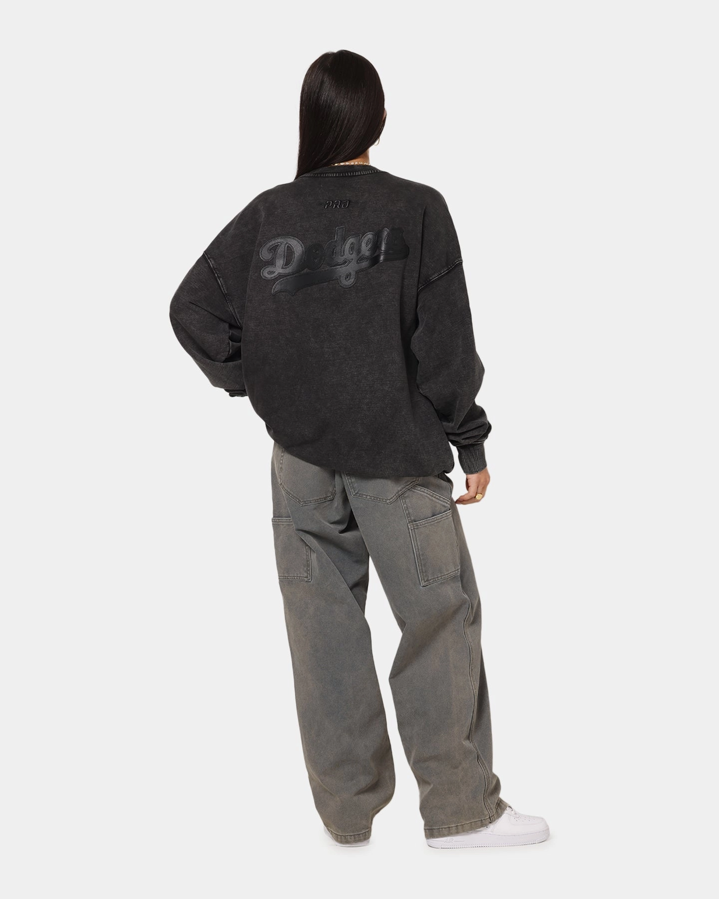 Quilted Lining Pro Standard Los Angeles Dodgers 'Wash Vanguard' Fleece Crewneck Washed Black