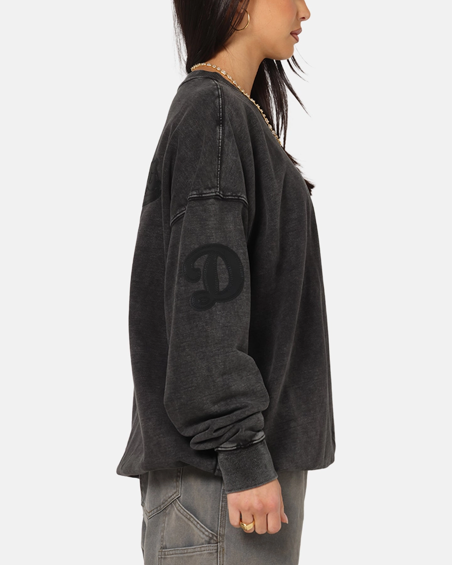 Cool Tone Friction Resistant Pro Standard Los Angeles Dodgers 'Wash Vanguard' Fleece Crewneck Washed Black