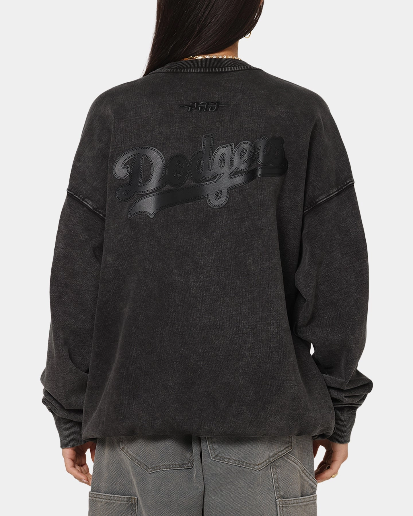 Pro Standard Los Angeles Dodgers 'Wash Vanguard' Fleece Crewneck Washed Black QuickRelease Buckles