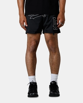 Pro Standard Los Angeles Dodgers Chenille Shorts Black Reinforced Hems ReinforcedStressPoints